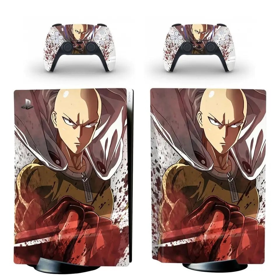 Autocollant PS5 One Punch Man anti rayure avec deux skins manette assortis