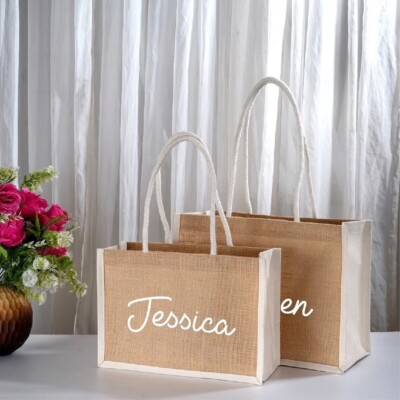 Jute Bags Personalised Bridesmaid Gift Bags Custom Women's Jute Bag Maid Of  Honor Tote Thanksgiving Giving Bag Groom Gift UK