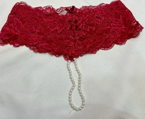 Myla London Fresh Water Pearl Red Lace Knicker/Panty.  One Size. NWT