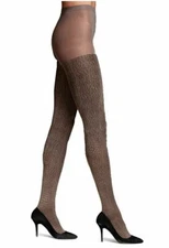 HUE Brown Crocodile Luster Control Top Tights Women's Sz S/M  U14084 Stoneware
