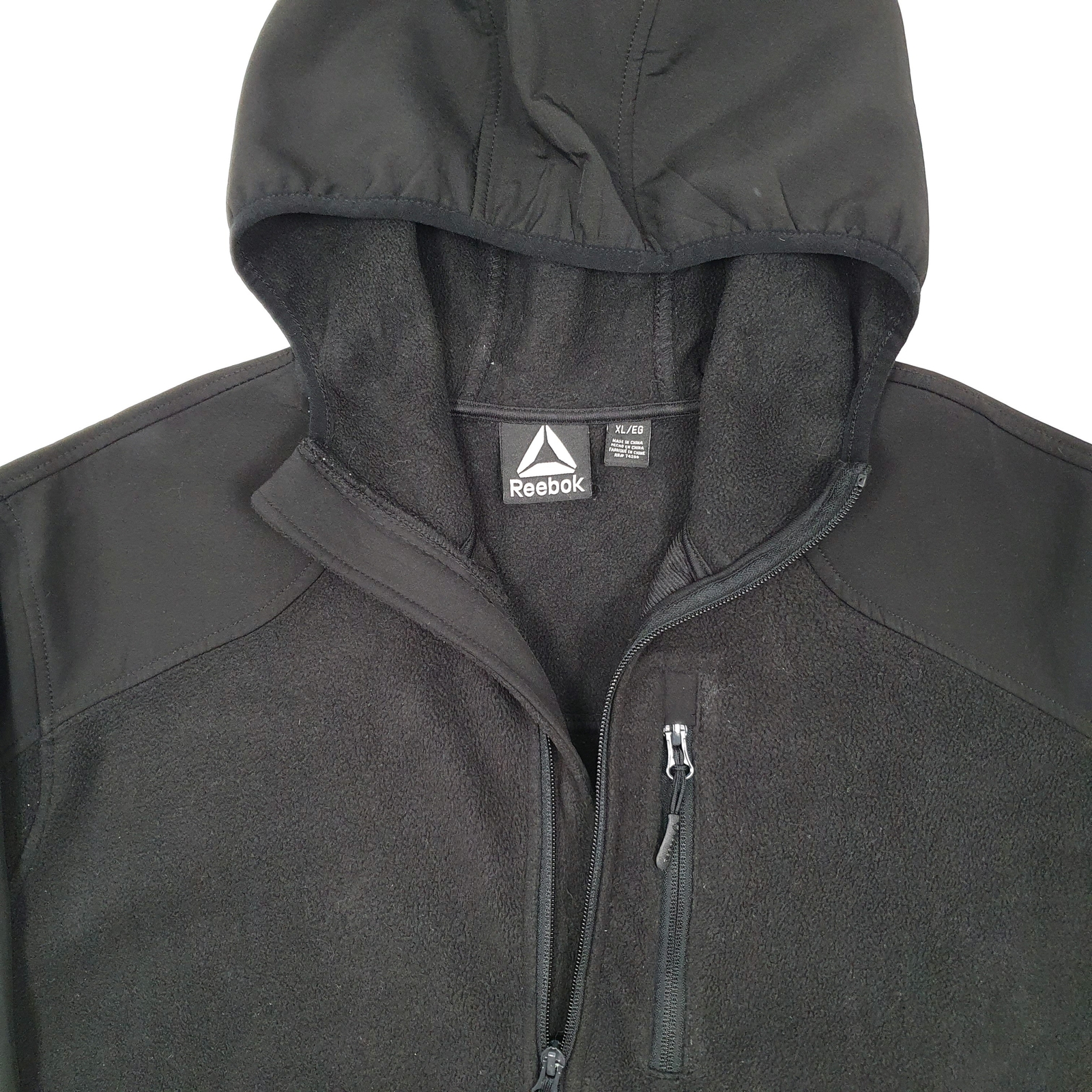 REEBOK Full Zip Hoodie Polyester Fleece Jumper Mens XL image 2