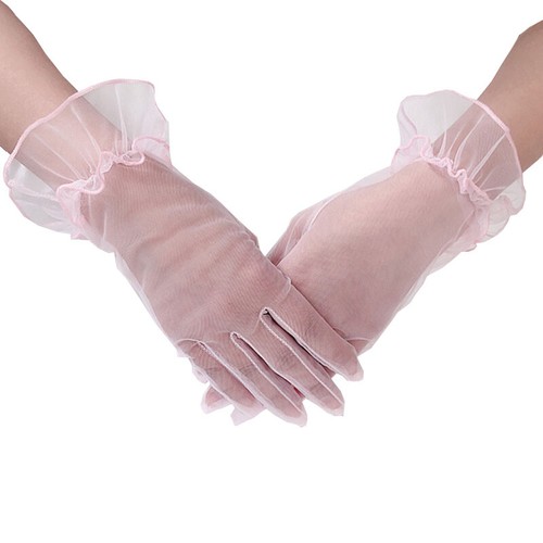 1 Paires Dentelle Nylon Femme Gants Doigt Complet Court Tulle Extensible .J - Foto 5 di 17