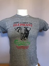 RARE VINTAGE CARLSBERG ELEPHANT MALT LIQUOR SNEAKERS RAYON TRI BLEND SHIRT