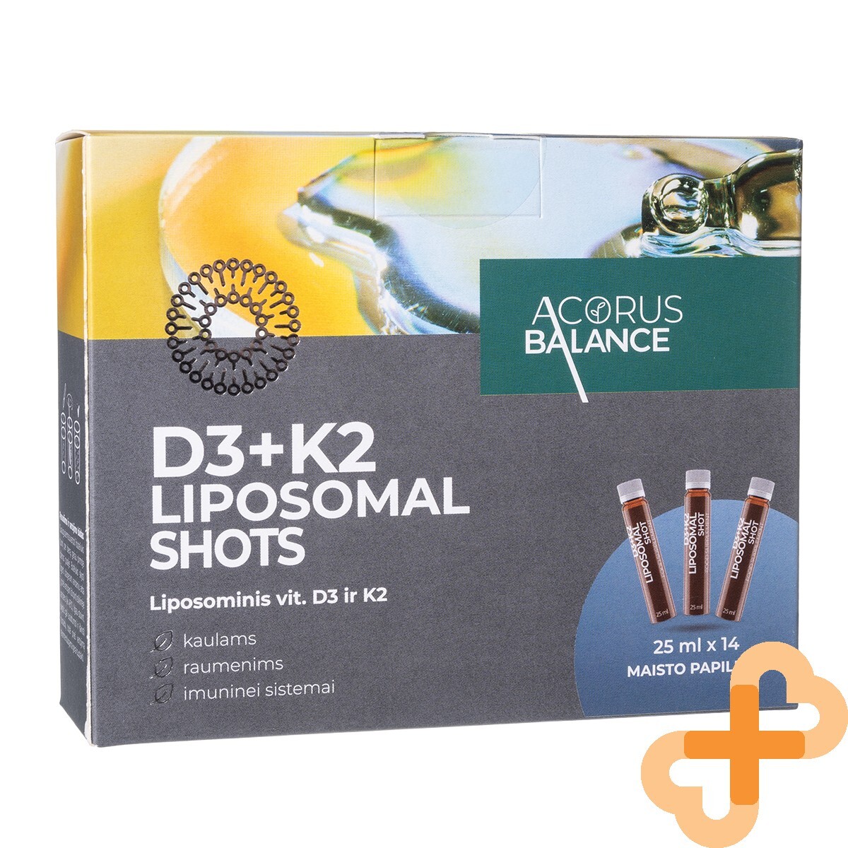 ACORUS BALANCE D3 + K2 Liposomal Shots Oral Solution 14 x 25 ml Bones Muscle