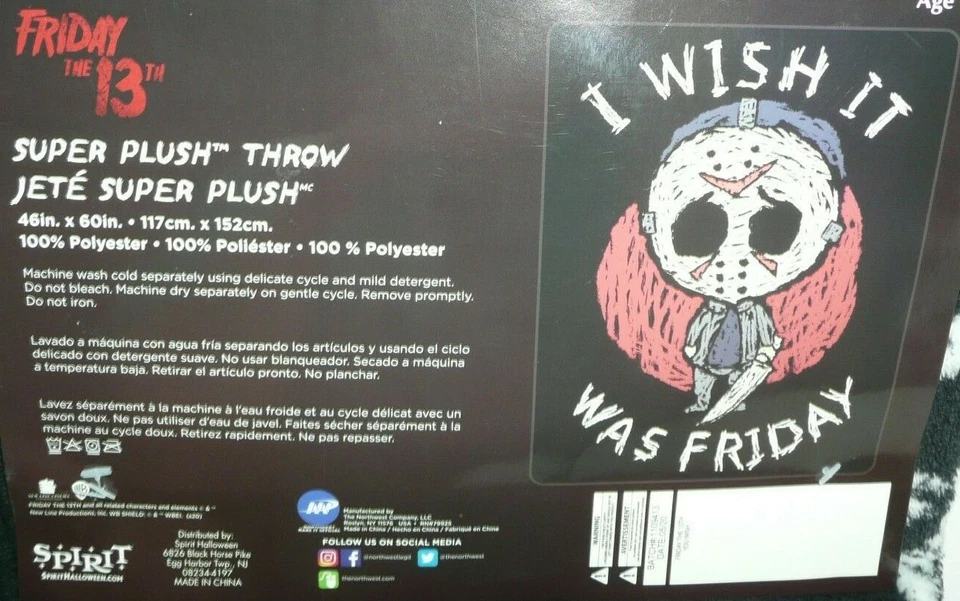 Friday the 13th Super Plush Throw Blanket Chibi Jason Voorhees I Wish It Was - Image 4 of 4