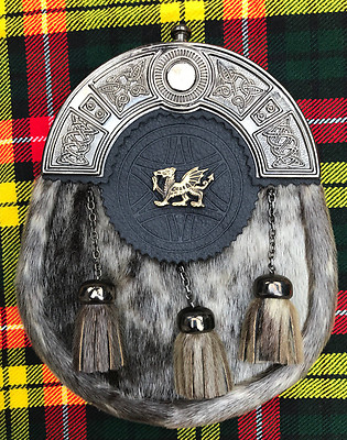écossais Kilt Cantle Joint peau Gallois dragon antique finition