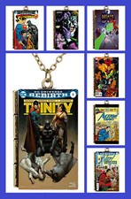 Batman Superman DC Comic Book Illustrated Cover Pendant Necklace Free Gift Bag