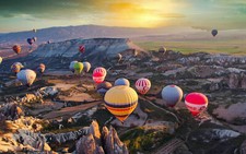Landscape hot air balloons mountains nature Custom Gaming Mat Desk