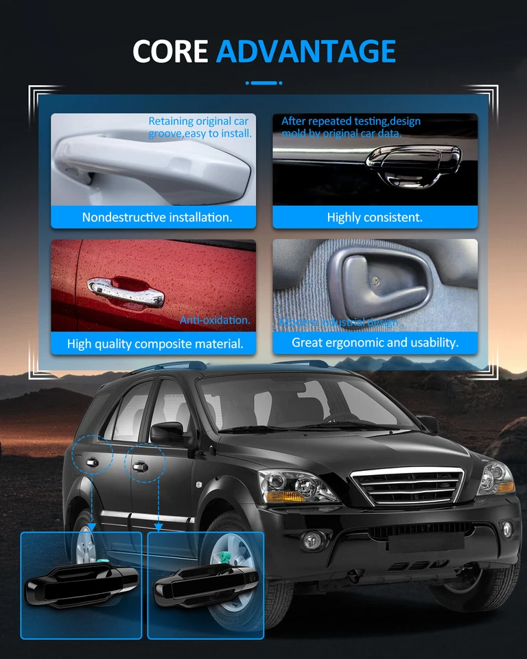 For 2003-2009 Kia Sorento Front Rear Left Right Side 4 pcs Exterior Door Handles Foto 3 de 4