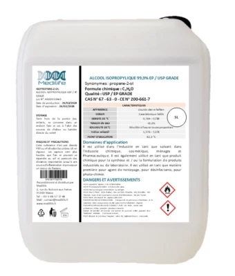 SOLNATCHI ALCOOL ISOPROPYLIQUE EP / USP GRADE 99,9% - 5L