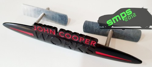 Mini R56 Jcw Custom John Cooper Works Stemma Nero/Rosso 145mm x 25mm Bulloni Su - Afbeelding 1 van 10