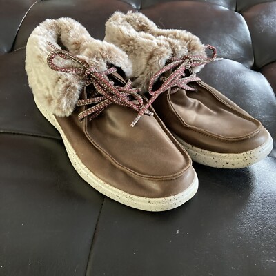 Bobs Skechers Womens Sz 8 Boots Skipper Hang Glider Faux Fur Memory Foam Brown
