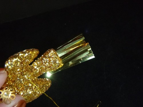 4 vintage anni 60 GOld Glitter Bird ornamenti natalizi coda orpello 3" L - Foto 3 di 10