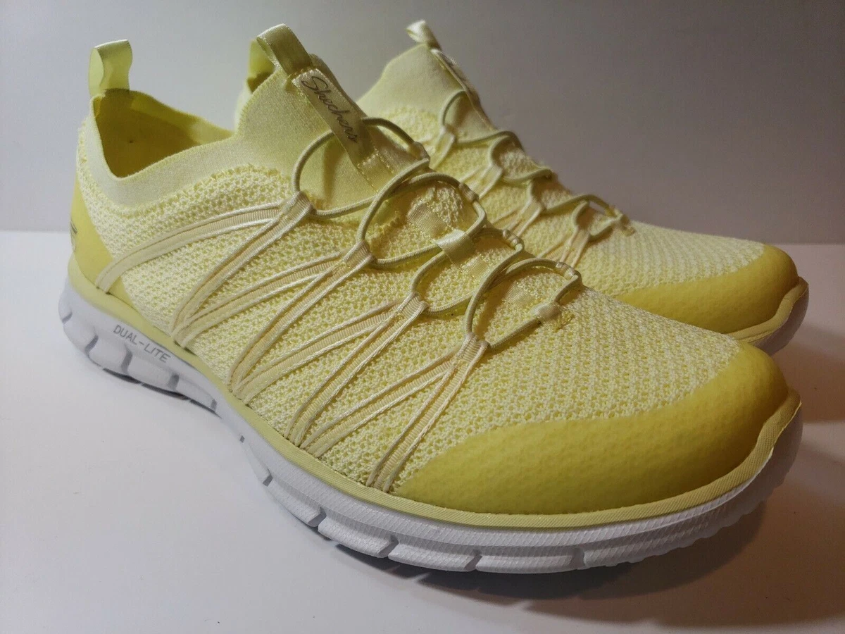 Skechers Dual Lite Memory Foam Womens Sneakers Yellow White Size