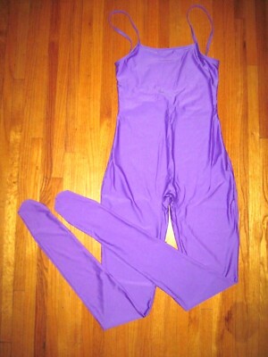 Plus Size Shiny Purple Cami Spandex Footed Unitard Catsuit Size XXL-16-18 New