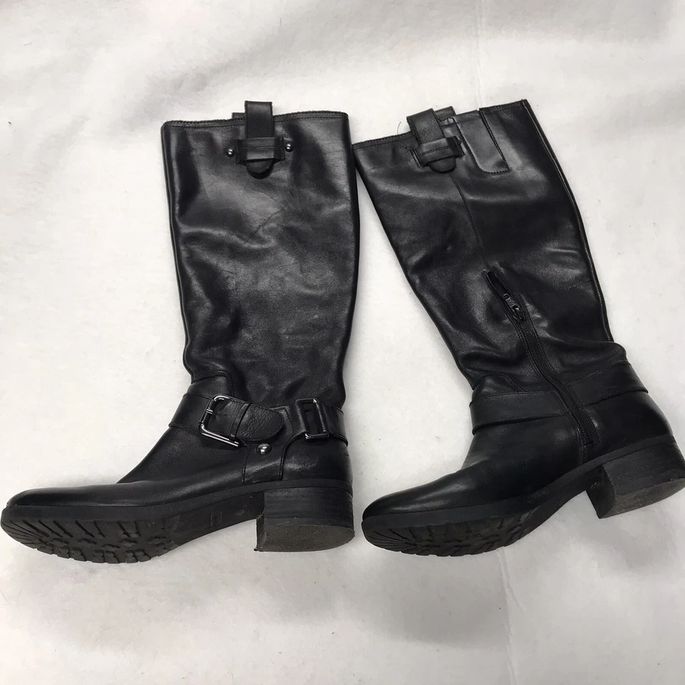 Botas de equitación ecuestres hasta la rodilla de cuero negras NINE WEST para mujer talla 7,5 Wexner Foto 2 de 4