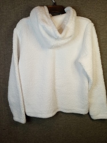 Fila Size Medium White Sherpa Hoodie Pullover Sweatshirt - Picture 7 of 7