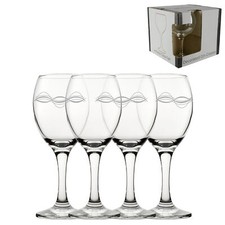 Engraved Waves Pattern Pure Wine Set of 4 11oz Glasses
