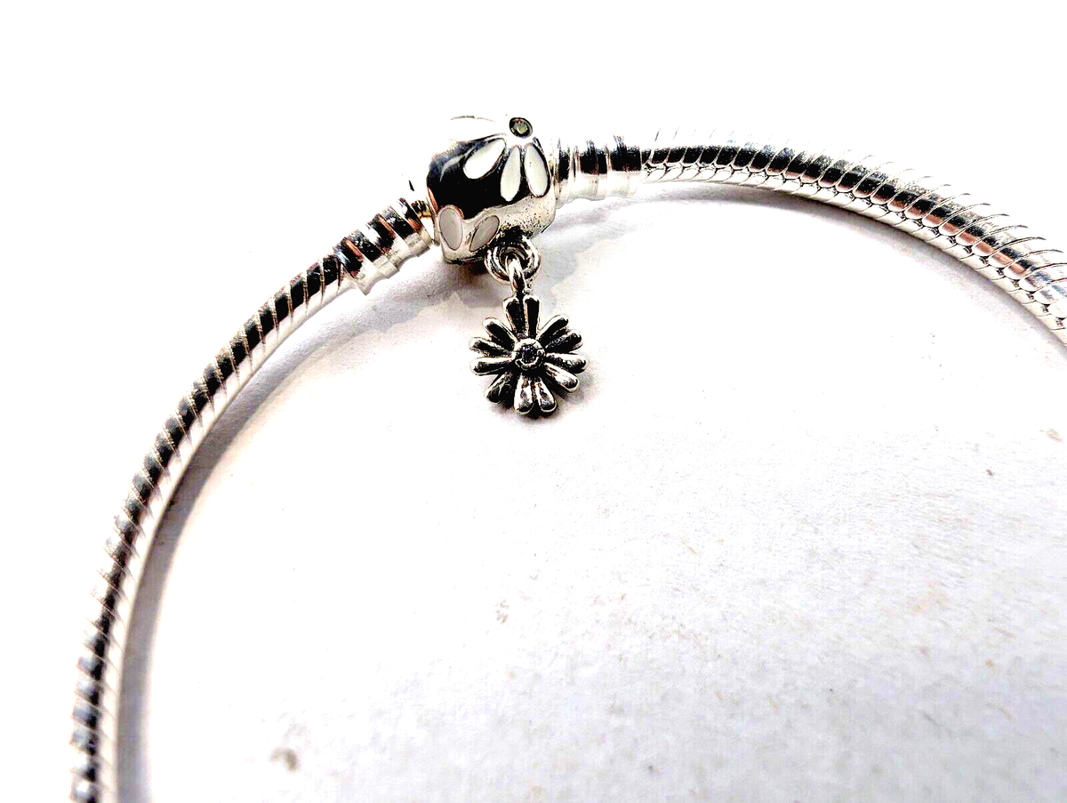 Authentic Pandora Bracelet, Daisy Flower Clasp, #598776C01, Silver