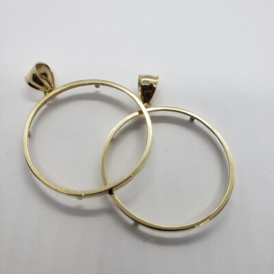 14k Gold Einfassung 38,2mm Anhänger ohne 14k Gelbgold Adler Mexiko 50 Peso Münze