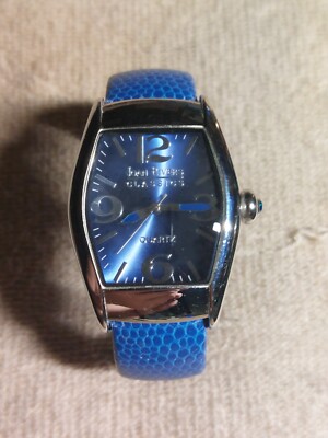 Vintage Fashion Jewelry Joan Rivers Cuff Watch Leather Blue  display picture 1