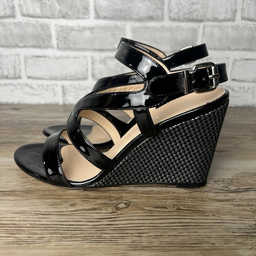 Sandalia Aquatalia By Marvin K. Sorpresa Cuña Cuero N6783* Negra Mujer Talla 10 - Imagen 4 de 9