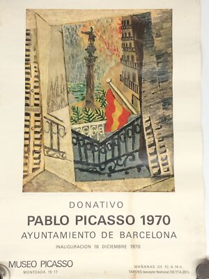 Vintage 1970 Spanish Picasso Art Museum Exhibition Poster Vintage 1970 Spanish Picasso Art Museum Exhibition Poster