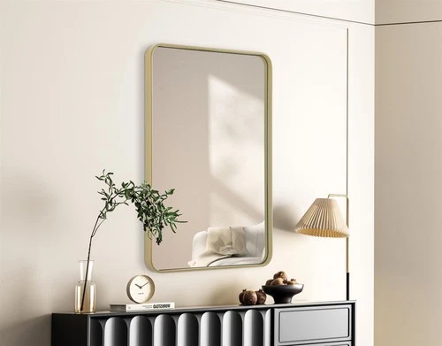 Elegant Decor Contour Metal Rectangle Mirror 27X40" Brass - Picture 3 of 11