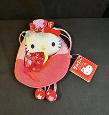 RARE! Sanrio Hello Kitty Traditional Japanese Kimono Draw String Bag *READ*