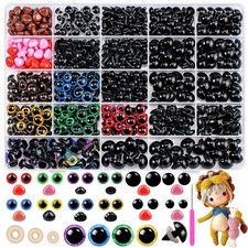 Fulasiteu 1100PCS Safety Eyes and Noses, Amigurumi Safety Eyes for Crocheting, C