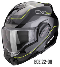 Image of Scorpion Exo-Tech EVO Pro Modular Helmet, Commute, Black/ Silver/Fluo Yellow