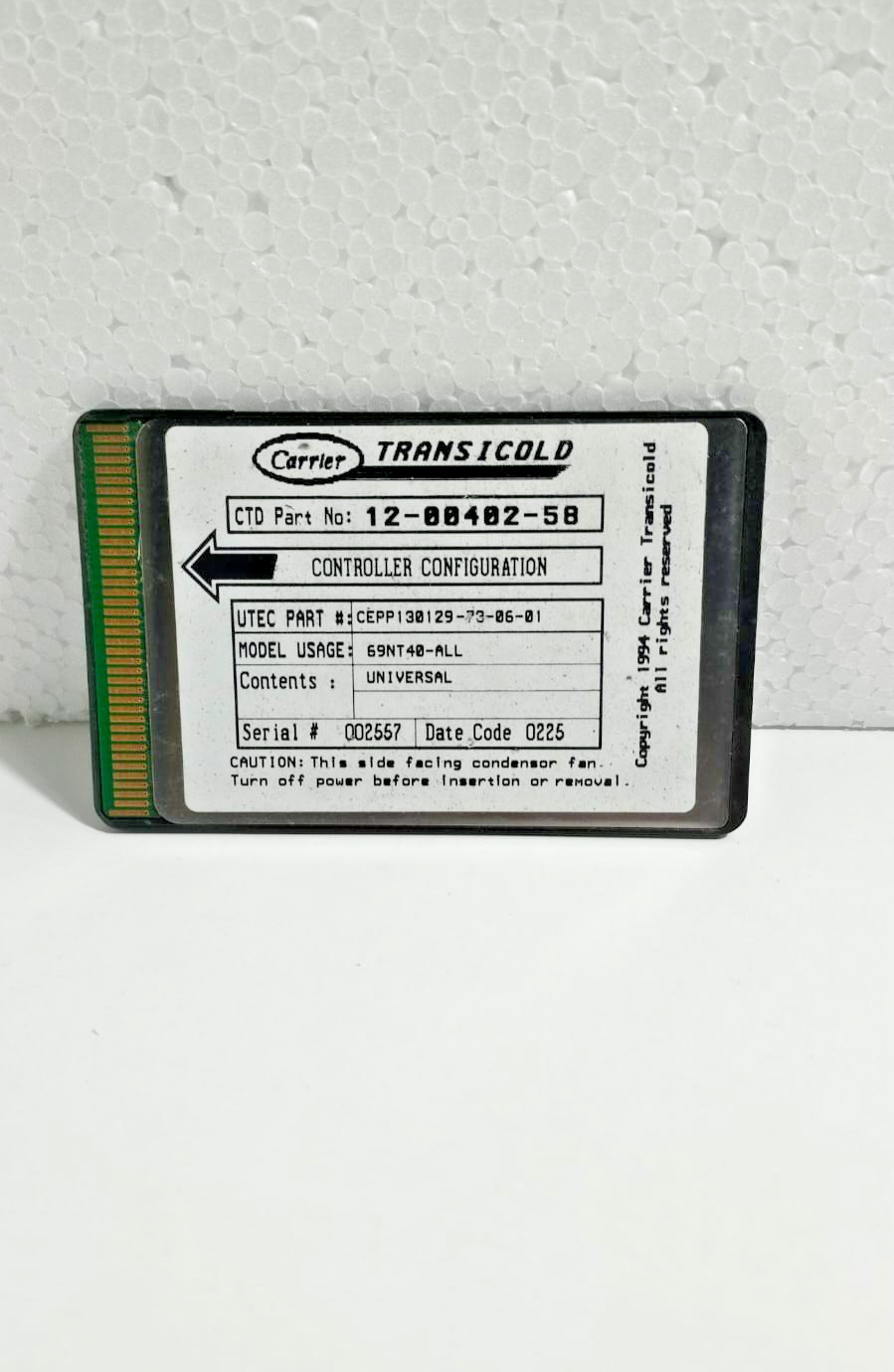 Carrier Transicold 12-00402-58 Controller Configuration Card