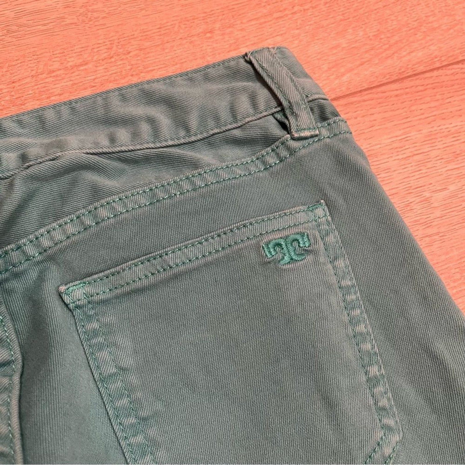 Tory Burch Alexa Cropped Skinny Jean Teal Green Size 27 thumbnail 8