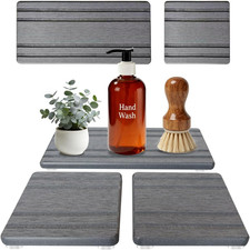 3PCS Stone Drying Trays for Sink, Water Absorbing Stone Tray for Kitchen Coun...
