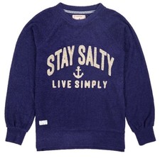 NWT SIMPLY SOUTHERN BLUE STAY SALTY TERRY CREW LONG SLEEVE BEACH SWEATSHIRT XL