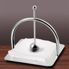 Silver Stainless Steel Napkin Holder for Table, Modern Square Dispenser