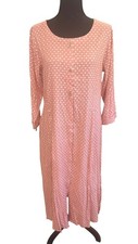 Anvita XL Pink White Polka Dot L/S Button Maxi Dress Peasent Cottage Country