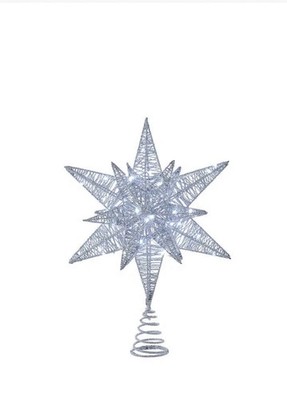 15'' Twinkling LED Silver Starburst Treetop AD1073S w.  80 Light