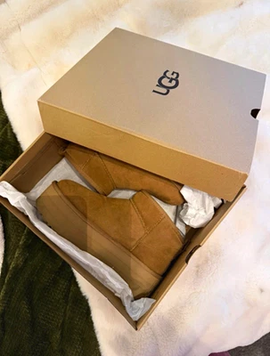 UGG Classic Ultra Mini Platform Brown Suede Sheepskin Lined Boots UK 6