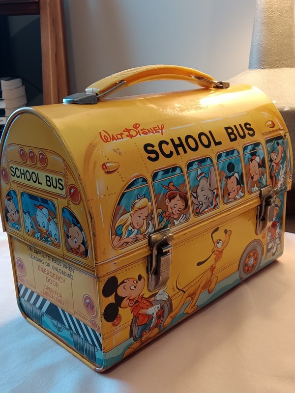 Vintage 1960's Walt Disney "School Bus"  Metal Lunch Box -NO THERMOS