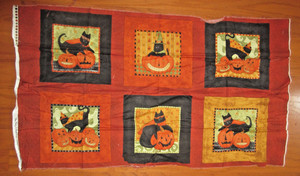 HALLOWEEN-Boo Kitty-Orange-Ct. Panels-Teresa Kogut-SSI Fabrics-40"Wx24"L~Meow!