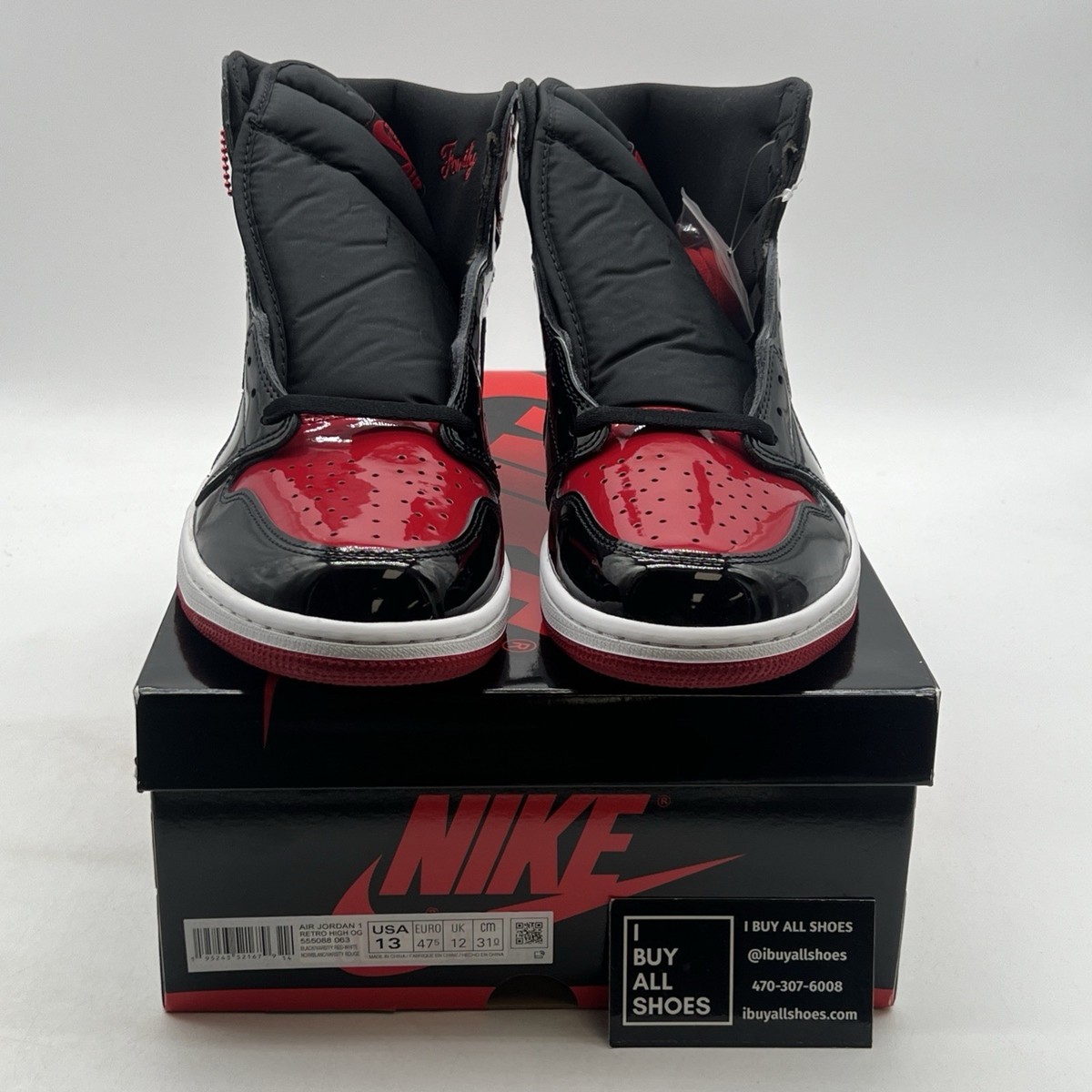 靴 NIKE AIR JORDAN 1 HIGH OG PATENT BRED Jordan 1 Retro High OG Patent Bred Men's - 555088-063 - US