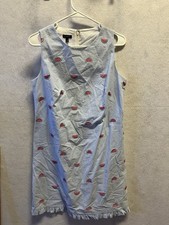 Talbots watermelon embroidered seersucker 100% cotton mini dress size 10