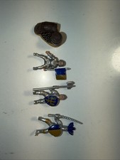 Lot of 3 Safari Ltd PVC Knights War Horse Figures Halberd Flag Sword Blue