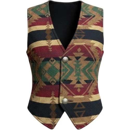 True Grit Southwestern Vest med Western Tapestry Geometric Multicolor USA Made - product listing photo