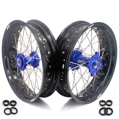 KKE 17 Supermoto Wheels Fit TM EN MX SMR 125-300 Blue Hubs 15-23 Motard Rims - image 1 of 4