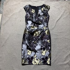 Adrianna Papell Dress Womens 4 Short Jacquard Sleeveless V-Neck Lined Floral