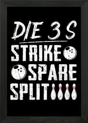 Strike Spare Split Bowling Framed Wall Art Poster Canvas Print Picture