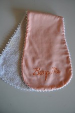 Vintage Burp Cloth Handmade Orange Gingham Embroidered