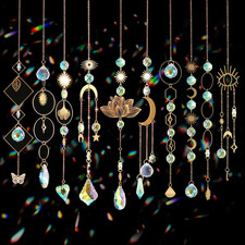 Sun Catchers, 10 Pieces Colorful Crystal Suncatcher with Chain Pendant Ornaments